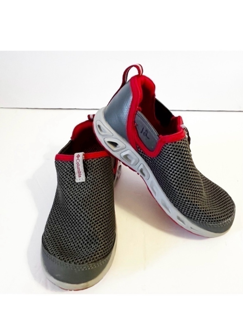 Columbia Childrens Moccaswim Techlite Water Shoes Kids Sz 12 Gray Red Slip On